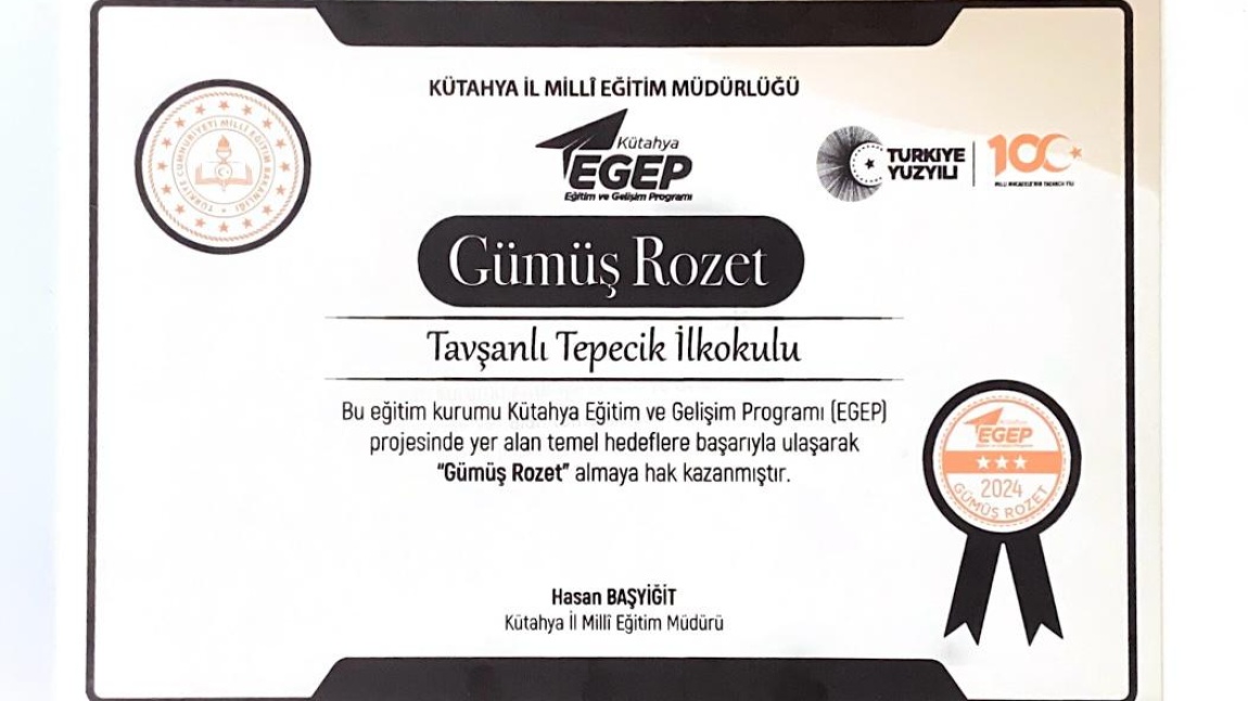 EGEP Projesinde Gümüş Rozet Almaya Hak Kazandık.